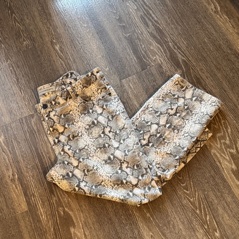 Chico's Platinum Denim Snakeskin Print Jeans